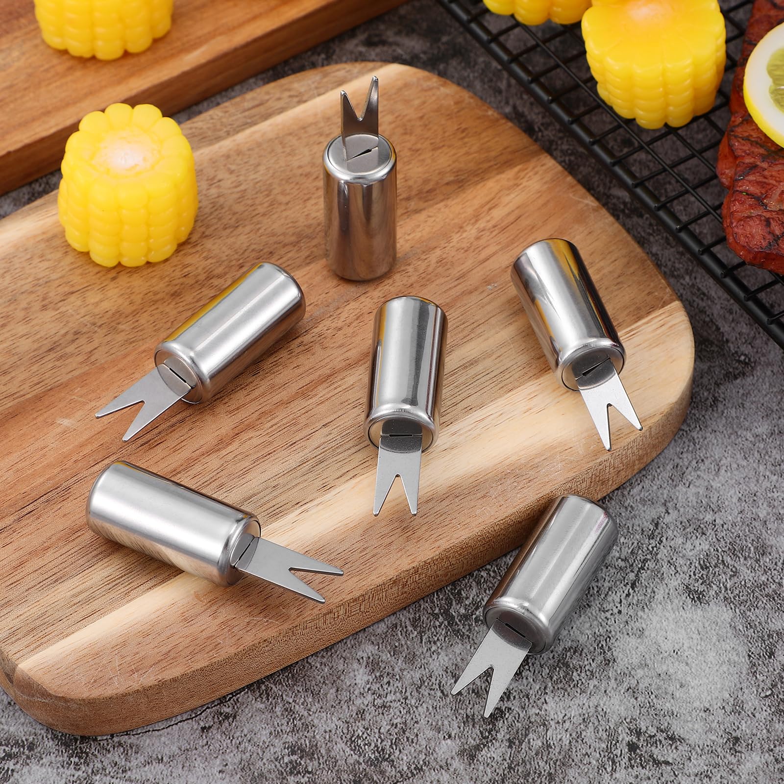 10Pcs Stainless Steel Corn Cob Holders - BBQ Forks & Skewers for Grilling, Camping, Picnics - Perfect for Outdoor Cooking, Home Parties & Backyard Barbecues