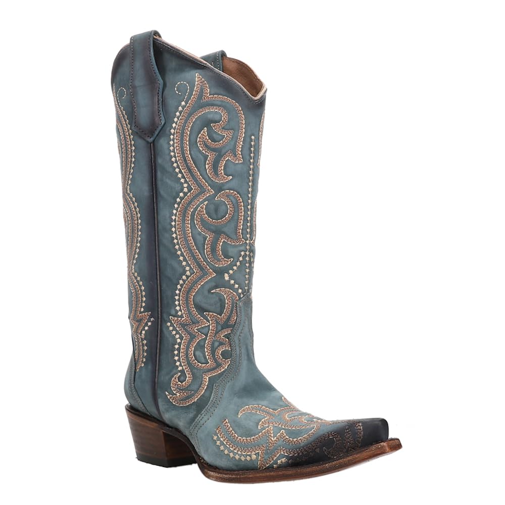 Women's Corral Boots - Embroidered Snip Toe Mid Calf Casual Boots with 2-3