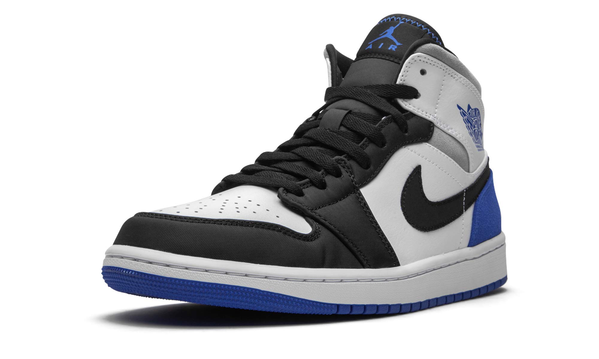 Nike Air Jordan 1 Mid Men's Basketball Shoes - White/Hyper Royal/Black Size 9.5 | Retro Sneakers for Casual Wear, Street Style & Basketball Games