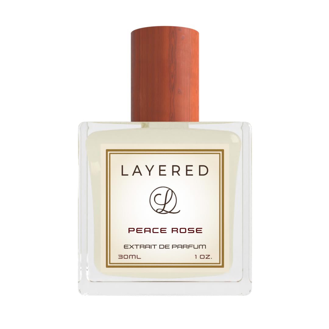 Layered Fragrance Peace Rose Extrait de Parfum - Long Lasting Floral Perfume with Jammy Rose, Heliotrope & Almond Notes - 30ml / 1.0oz - Perfect for Date Nights, Weddings & Special Occasions