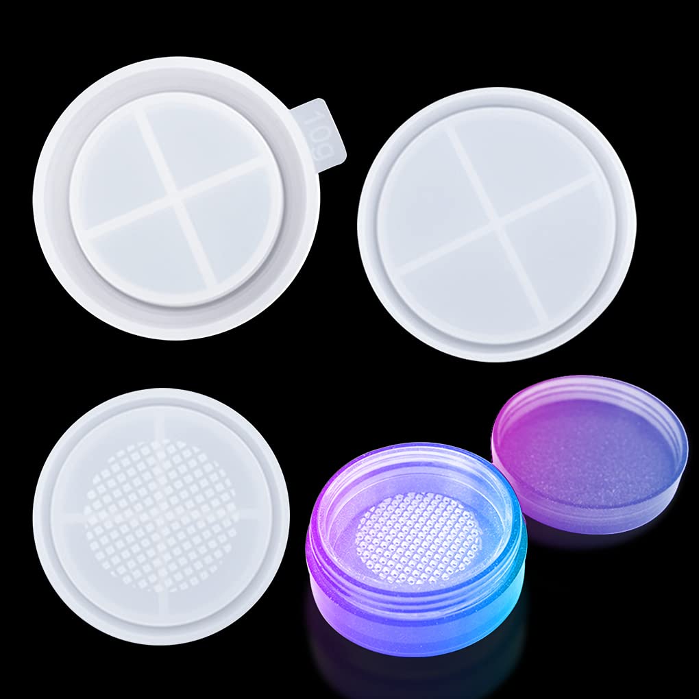 FineInno Silicone Resin Jar Molds with Sifter Lids - DIY Epoxy Resin Storage Containers for Loose Powder, Cosmetics & Travel - 10g Capacity - Perfect for Makeup Organizers, Home Decor & Craft Projects