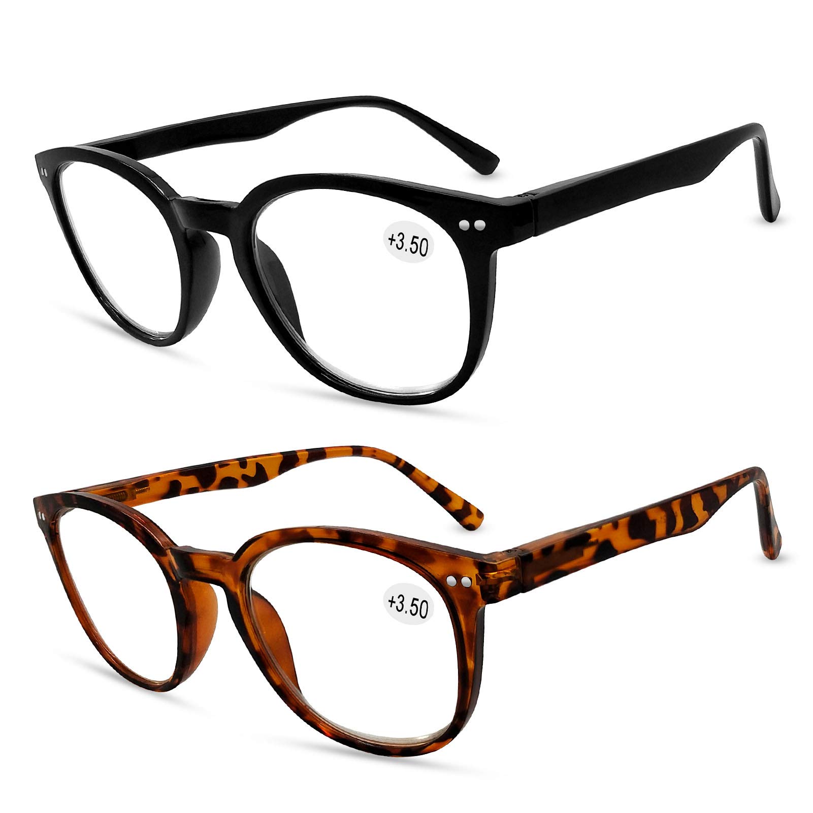 Blue Light Blocking Computer Glasses - Anti Eye Strain Round Reading Glasses for Men & Women - Perfect for Office Work, Gaming & Screen Time