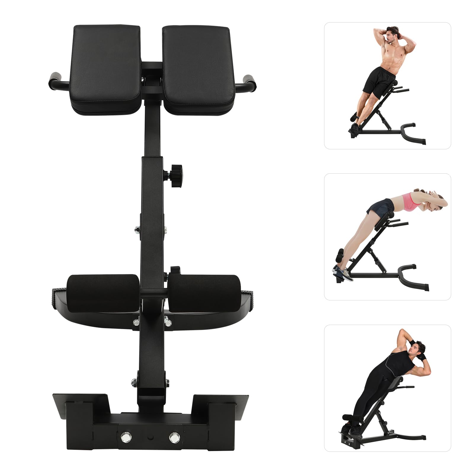 5-Level Adjustable Hyperextension Roman Chair - Back Extension Machine for Glute, Hamstring & Ab Workouts - Home Gym Sit-Up Bench - Perfect for Core Training & Strength Exercises