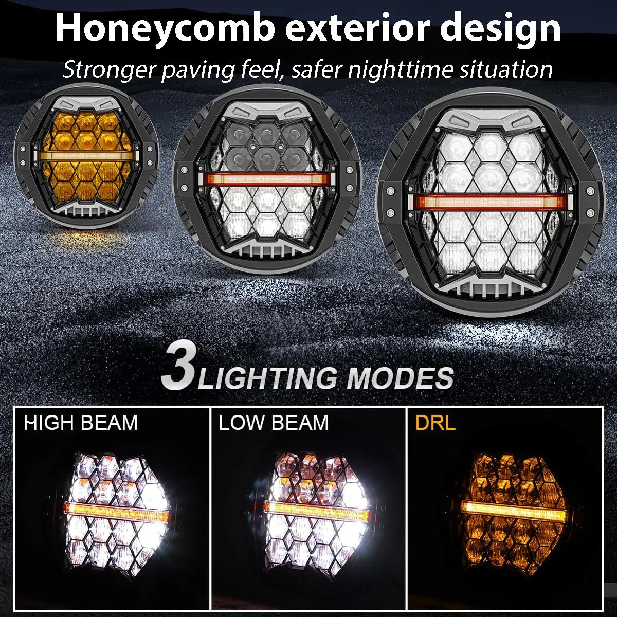 LOYO DOT Approved 1000% Bright 120W 7'' LED Motorcycle Headlight with Amber Turn Signal - Compatible with Harley Davidson Road King, Road Glide, Street Glide, Electra Glide Ultra Limited, Trike, Heritage Softail, Fat Boy & Yamaha - Perfect for Night Riding and Enhanced Visibility