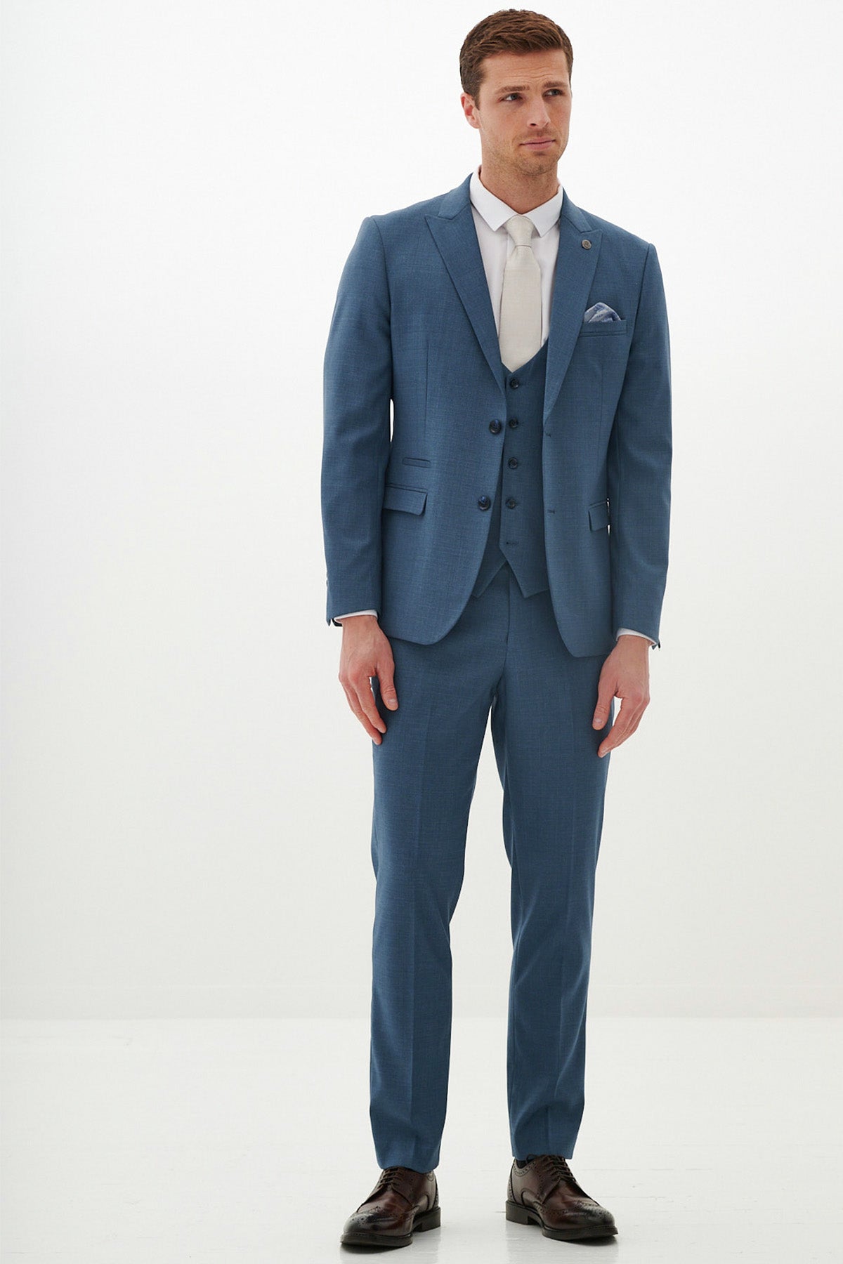 FINLEY Men's Teal Blue Three Piece Suit - Formal Business Attire for Weddings, Interviews & Special Occasions