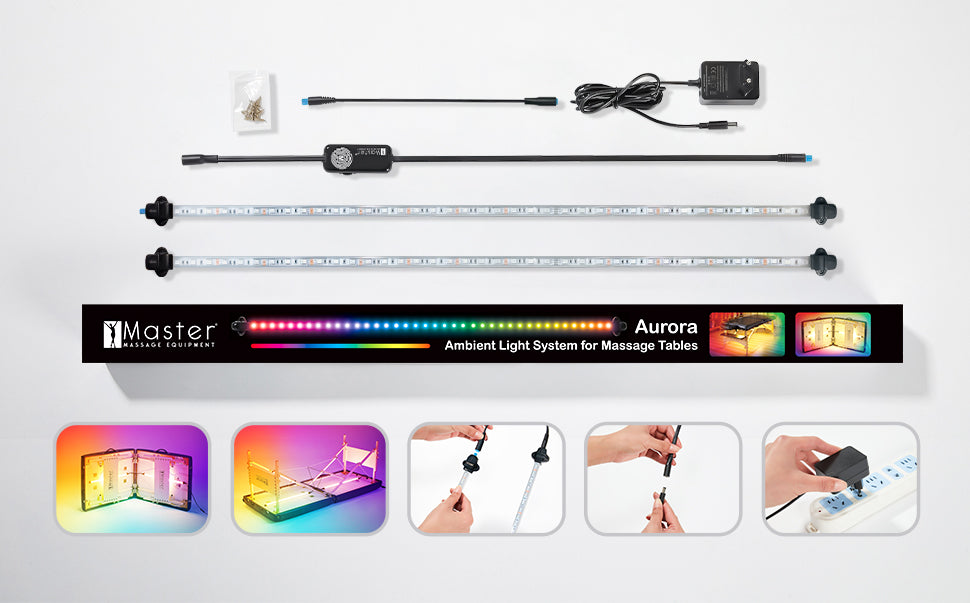 Aurora Multicolor LED Ambient Lighting System for Massage Tables - Adjustable Atmosphere Light with Remote Control | Perfect for Spa, Massage Therapy & Relaxation Rooms