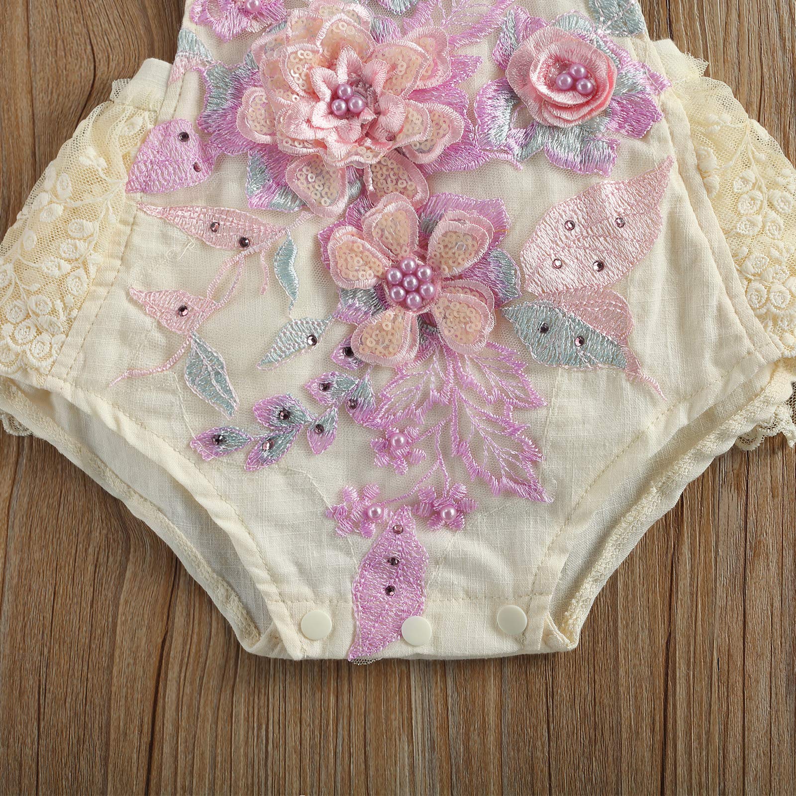 Baby Girls Summer Romper Dress - Lace Tutu Skirt & Ruffle Bodysuit Floral Print Jumpsuit with Backless Overalls & Headbands Set | Perfect for Photoshoots, Parties & Outdoor Play