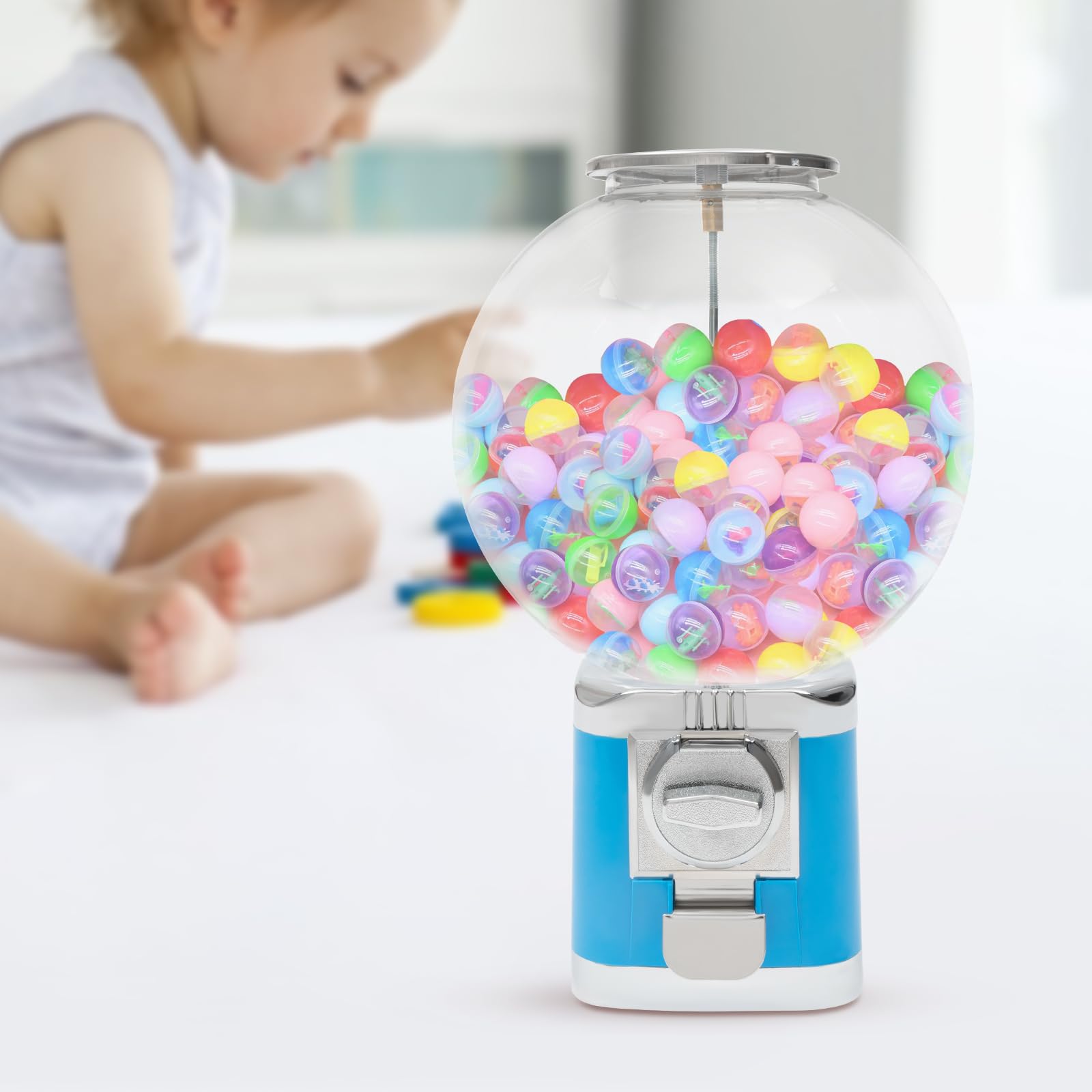 Commercial Bulk Vending Machine with 1.26in Ball Capacity & Key - Classic Bubble Capsule Toy Dispenser for Candy & Gumballs - Ideal for Game Stores, Retail Shops & Arcades - Sky Blue (US Stock) - Perfect for Birthday Parties, Carnival Prizes & Customer Rewards