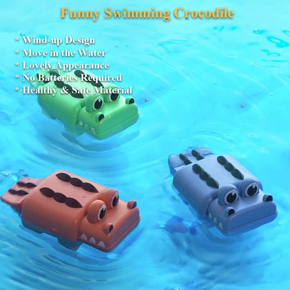 Wind-Up Crocodile Bath Toy - Swimming Clockwork Alligator Tub Toy for Kids | Fun Floating Pool & Bathtub Water Play | Durable Green Plastic for Toddlers & Infants