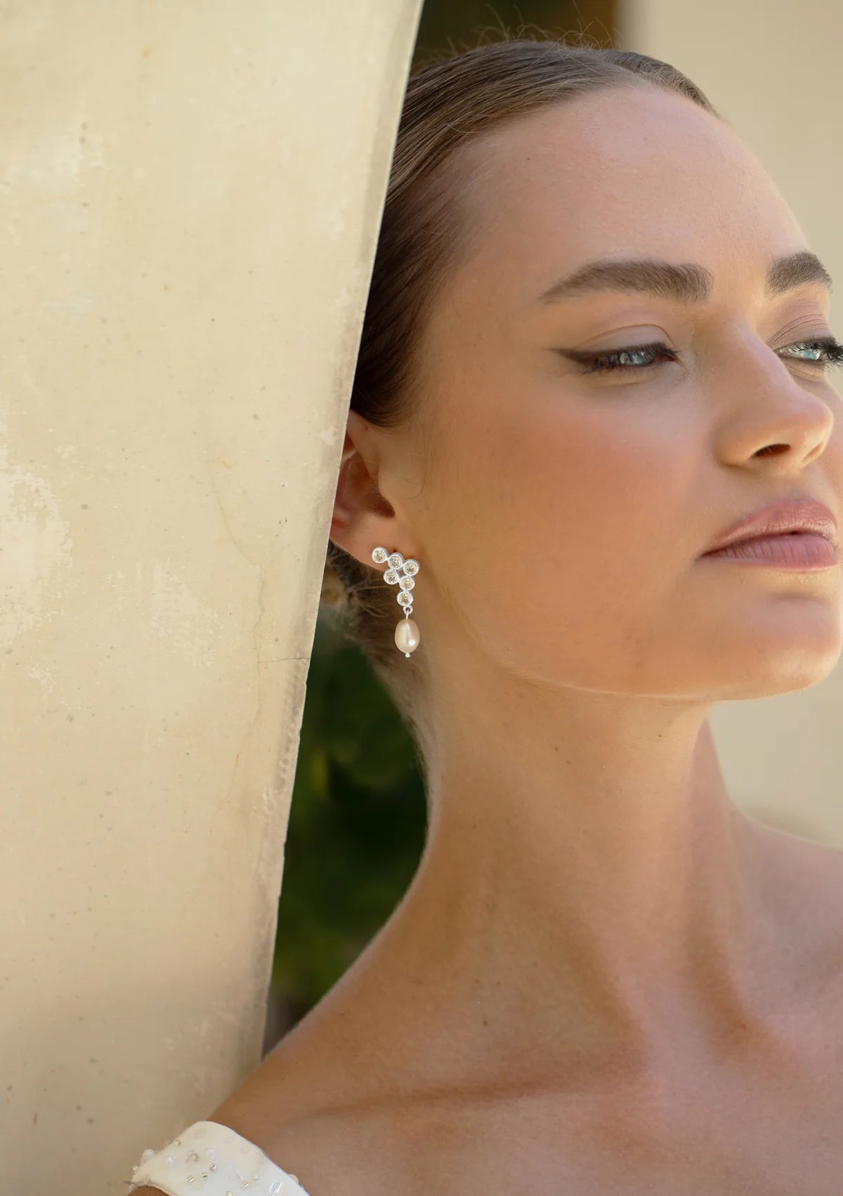 Lola Knight Elena Crystal & Pearl Bridal Drop Earrings - Sterling Silver Wedding Jewelry for Brides, Bridesmaids, and Formal Occasions