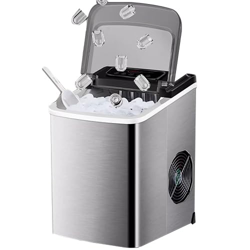 Jian Ya Na Commercial Stainless Steel Ice Maker Machine - Portable Countertop Ice Cube Maker for Restaurants, Bars, Home & Office Use (Silver) | Perfect for Cocktails, Parties, and Daily Beverage Cooling