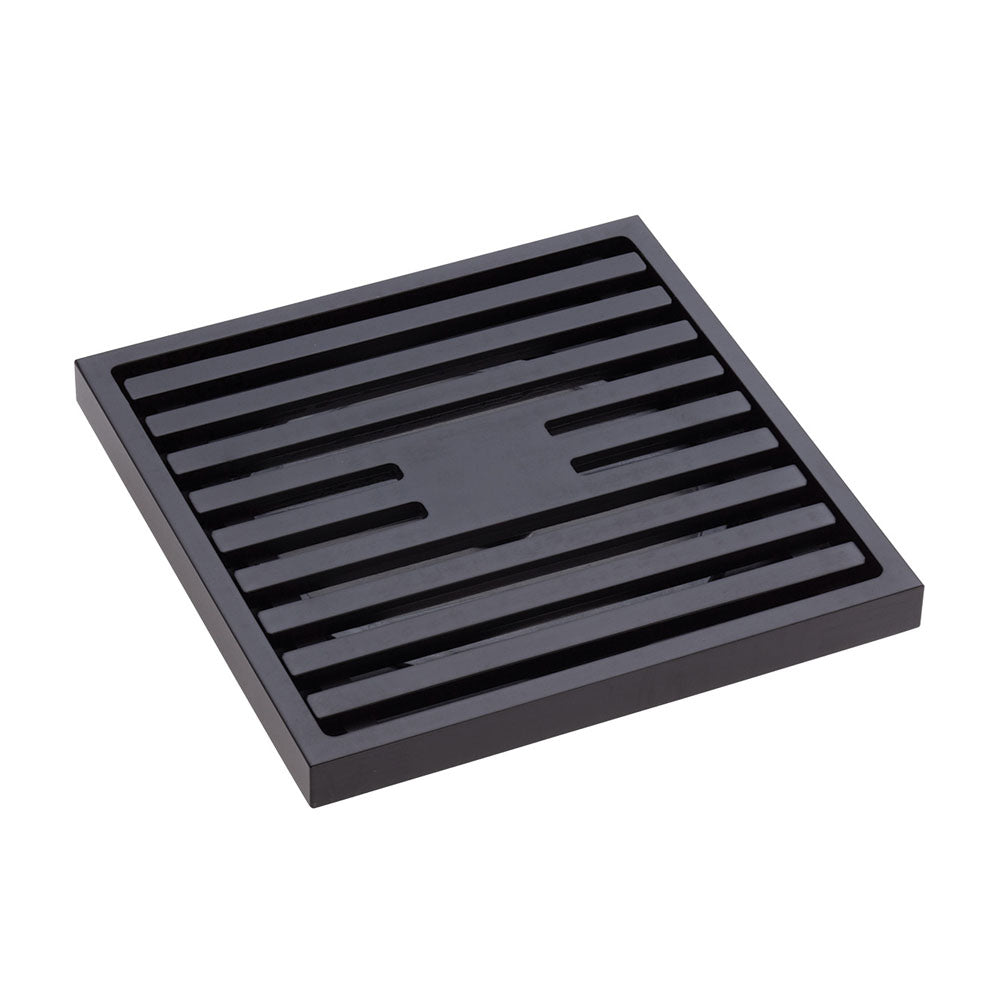 Fienza CHG1085MBK 88mm Square Slim Grate Floor Waste Drain Cover - Matte Black Finish for Bathroom, Shower & Outdoor Drainage