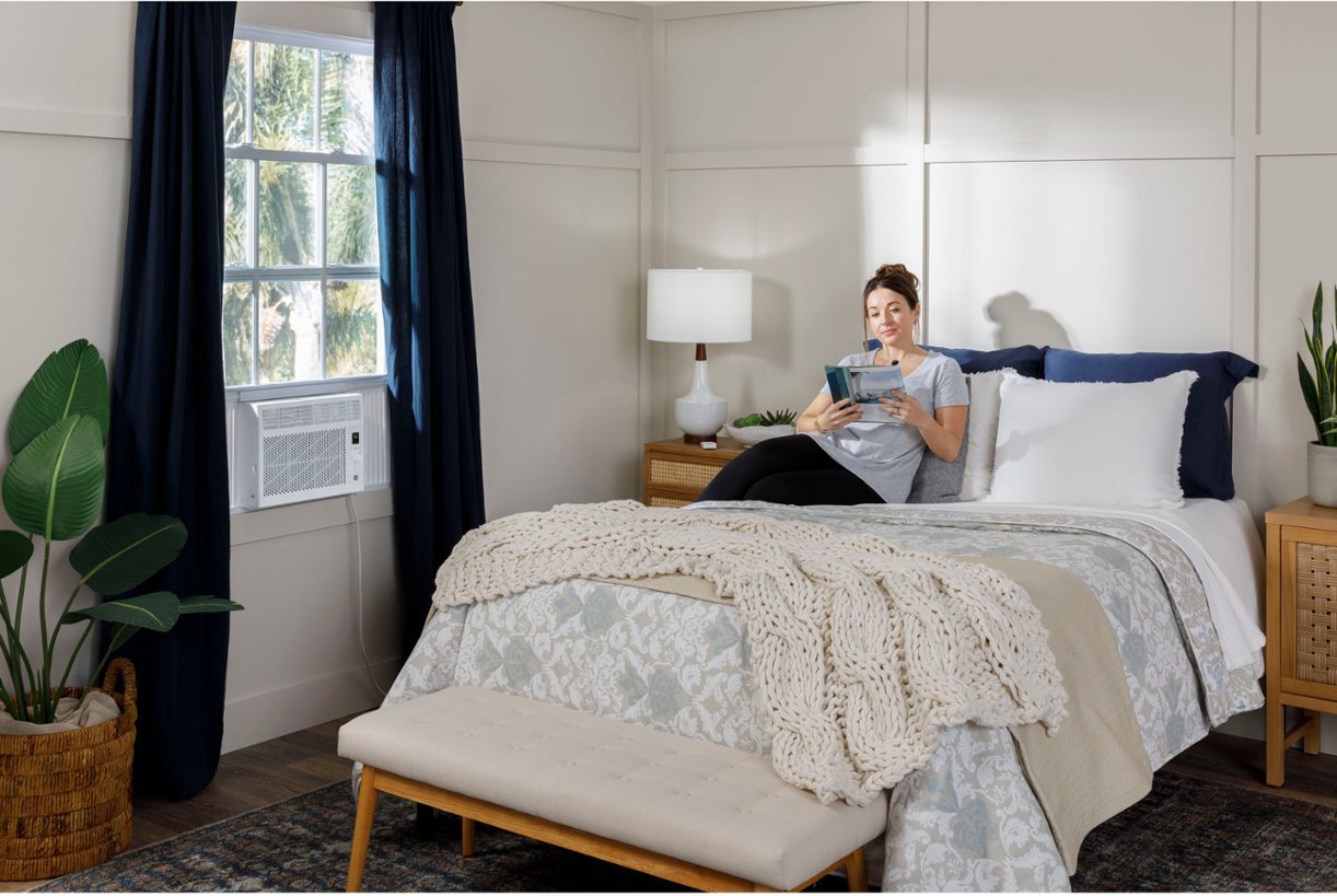 GE 6,000 BTU Window Air Conditioner - Cools 250 Sq.Ft - Remote Control Included - White (AHP06LZ) - Perfect for Bedrooms, Dorm Rooms & Small Apartments