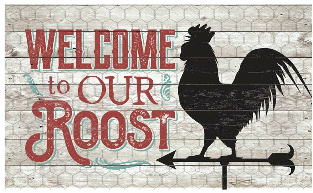 1 Piece Welcome to Our Roost Doormat - Cozy Farmhouse Style Entryway Rug for Front Door, Porch & Home Decor - Perfect for Farmhouse, Cottage & Rustic Style Homes
