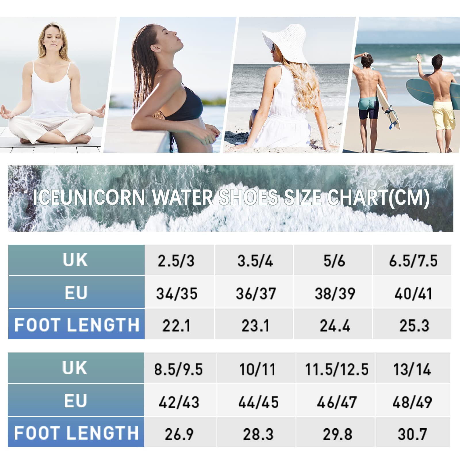 IceUnicorn Water Shoes for Men & Women - Quick-Dry Swim Shoes for Beach, Surfing, Diving & Pool Activities - Lightweight Aqua Shoes for Summer Water Sports & Outdoor Adventures