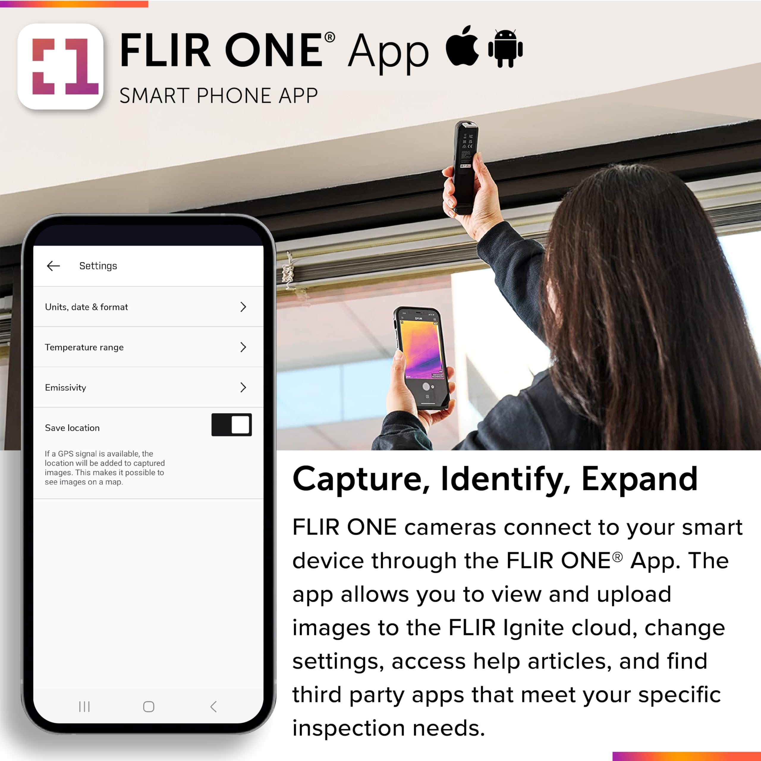 FLIR ONE Edge - Wireless Bluetooth Thermal Imaging Camera for Smartphones | Compatible with iOS & Android | Home Inspection, HVAC, Electrical & Outdoor Adventures