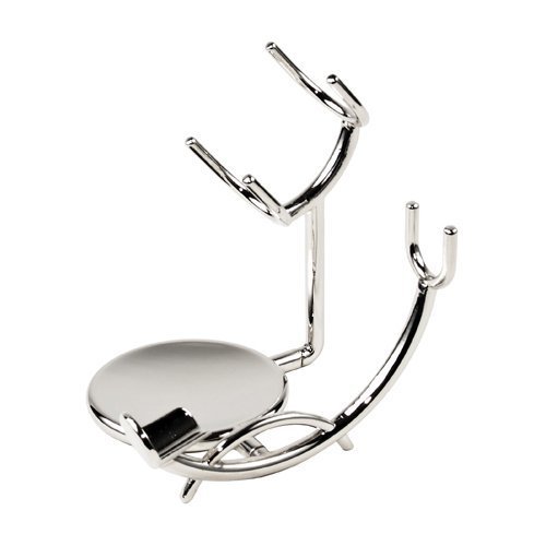 Premium Chrome Razor and Shaving Brush Stand - Heavy Duty Metal Holder for Straight Edge, Barber, Double Edge Safety & Cartridge Razors - Perfect for Home Barbershop & Travel Shaving Kit Organization