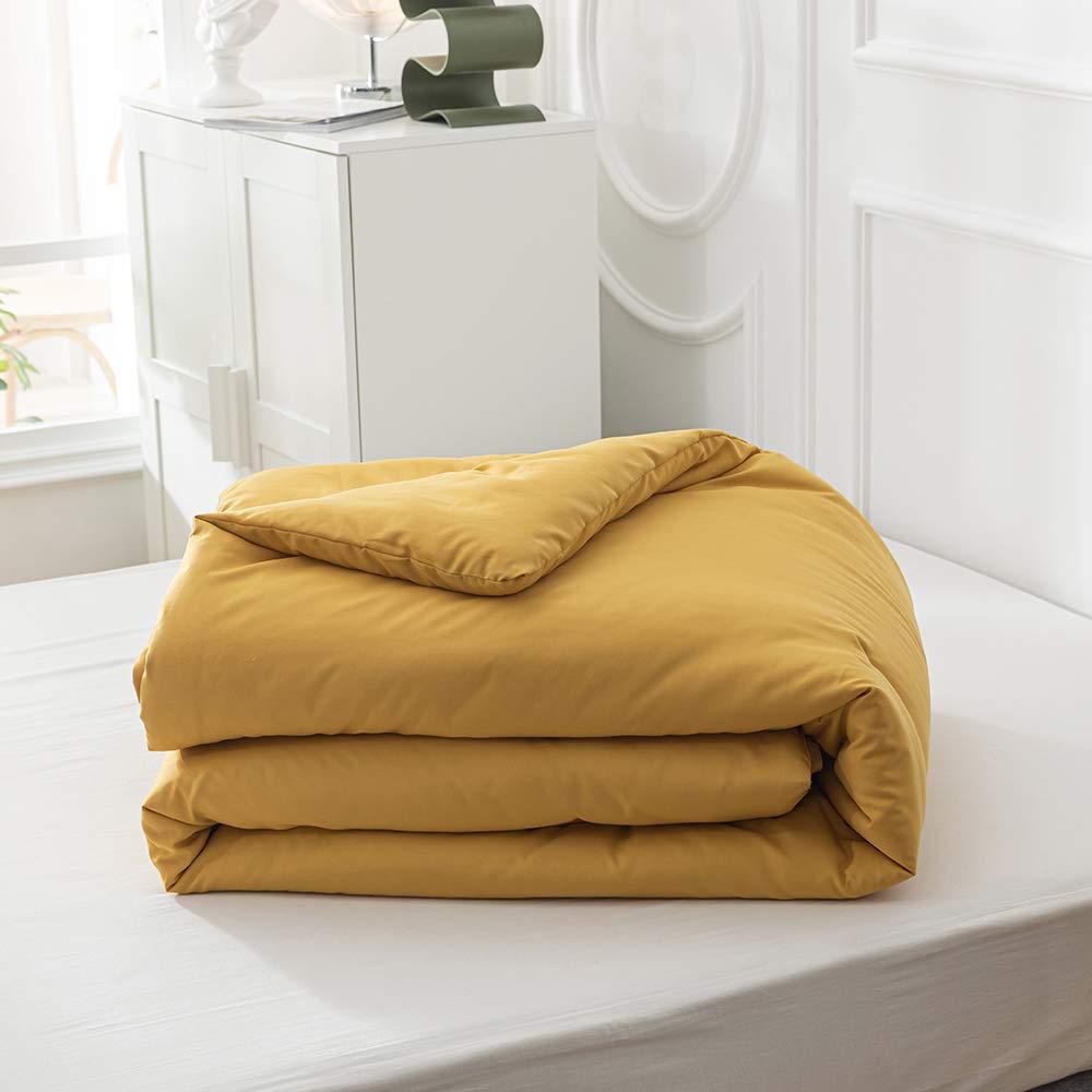 Mustard Yellow Comforter Set Queen Size - Dark Yellow Bedding for Women & Girls - Soft Ginger Mustard Duvet Cover & Quilt - Perfect for Cozy Bedrooms & Guest Rooms