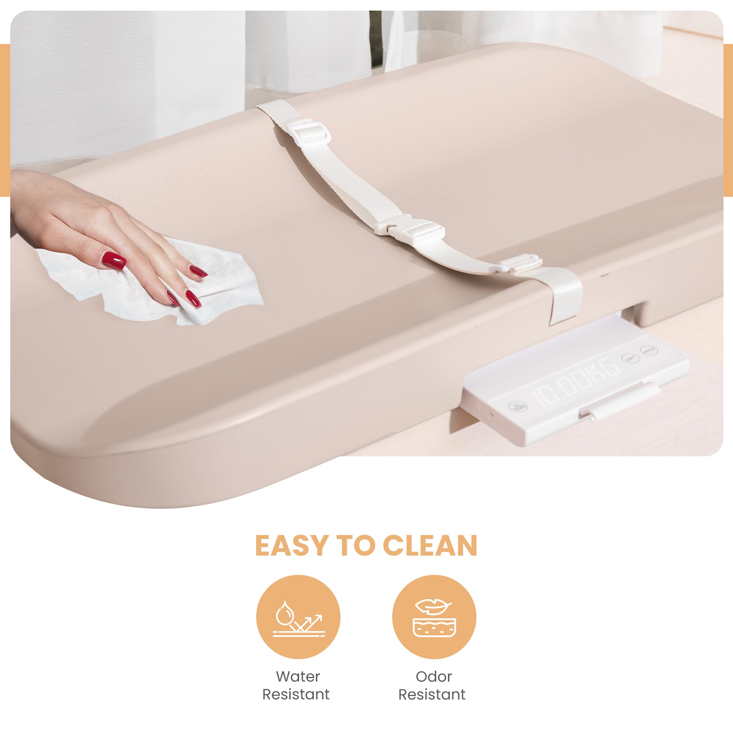 2 in 1 Baby Smart Scale & Waterproof Changing Pad with Safety Belt - Non-Slip, Wipeable & Portable Baby Care Essentials for Nursery, Travel & Home Use