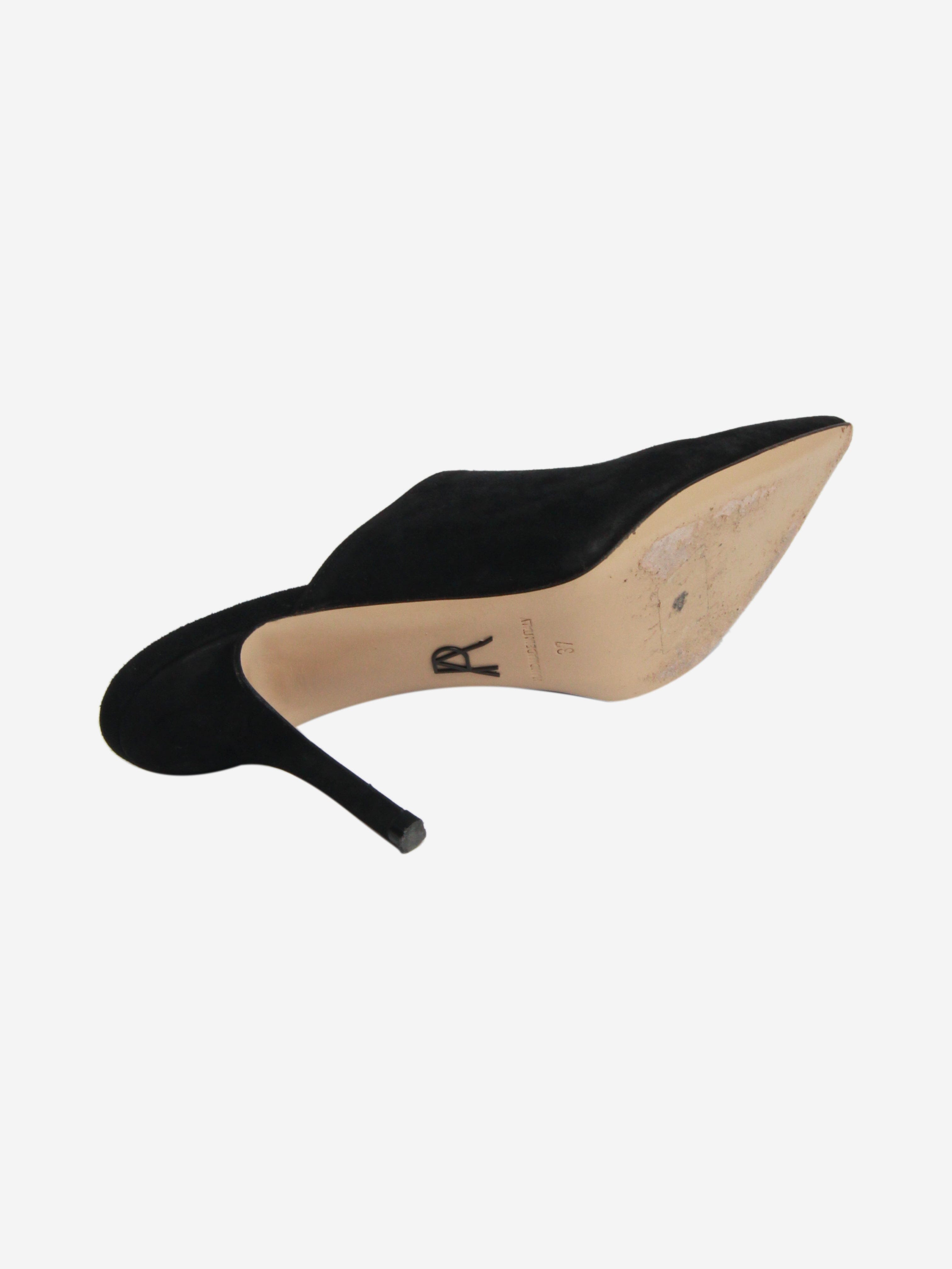 Black Suede Pointed Toe Mules Women's Size EU 37 (US 7) - Comfortable Slip-On Shoes for Office, Party & Casual Wear