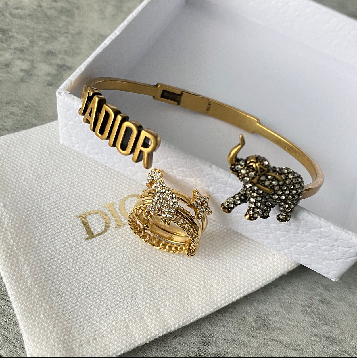 Dior J'Adior Safari Crystal Elephant Charm Bracelet - Elegant Fashion Jewelry for Women, Perfect for Parties, Weddings & Special Occasions