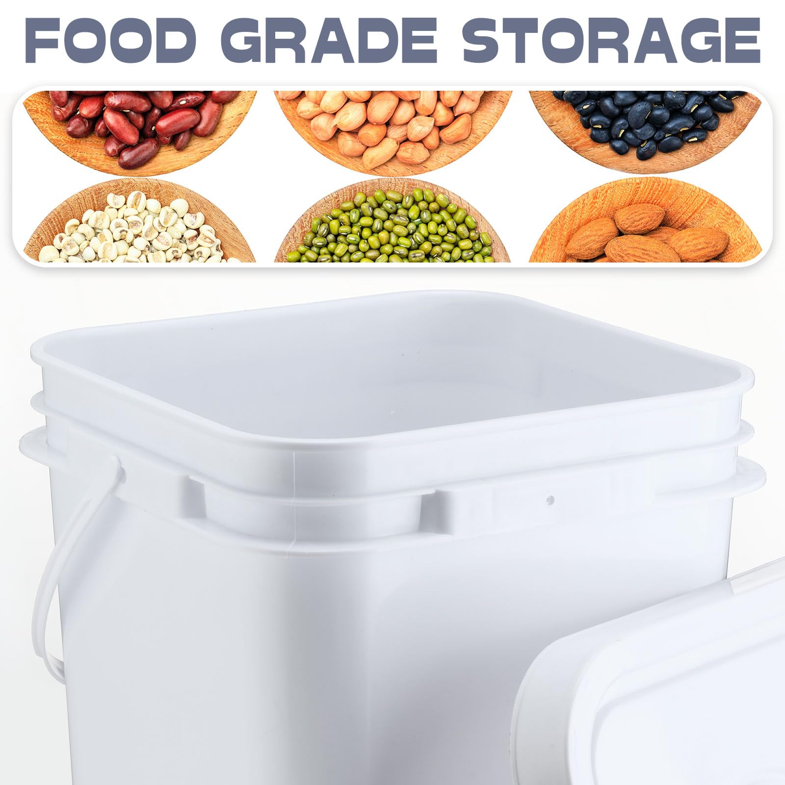 Vesici 6-Pack 5 Gallon Square Buckets with Lids & Handles - Heavy Duty Food Grade Storage Containers for Paint, Water, Art Crafts - DIY Label Sticker Included (White) - Perfect for Home, Garage, Workshop & Industrial Use