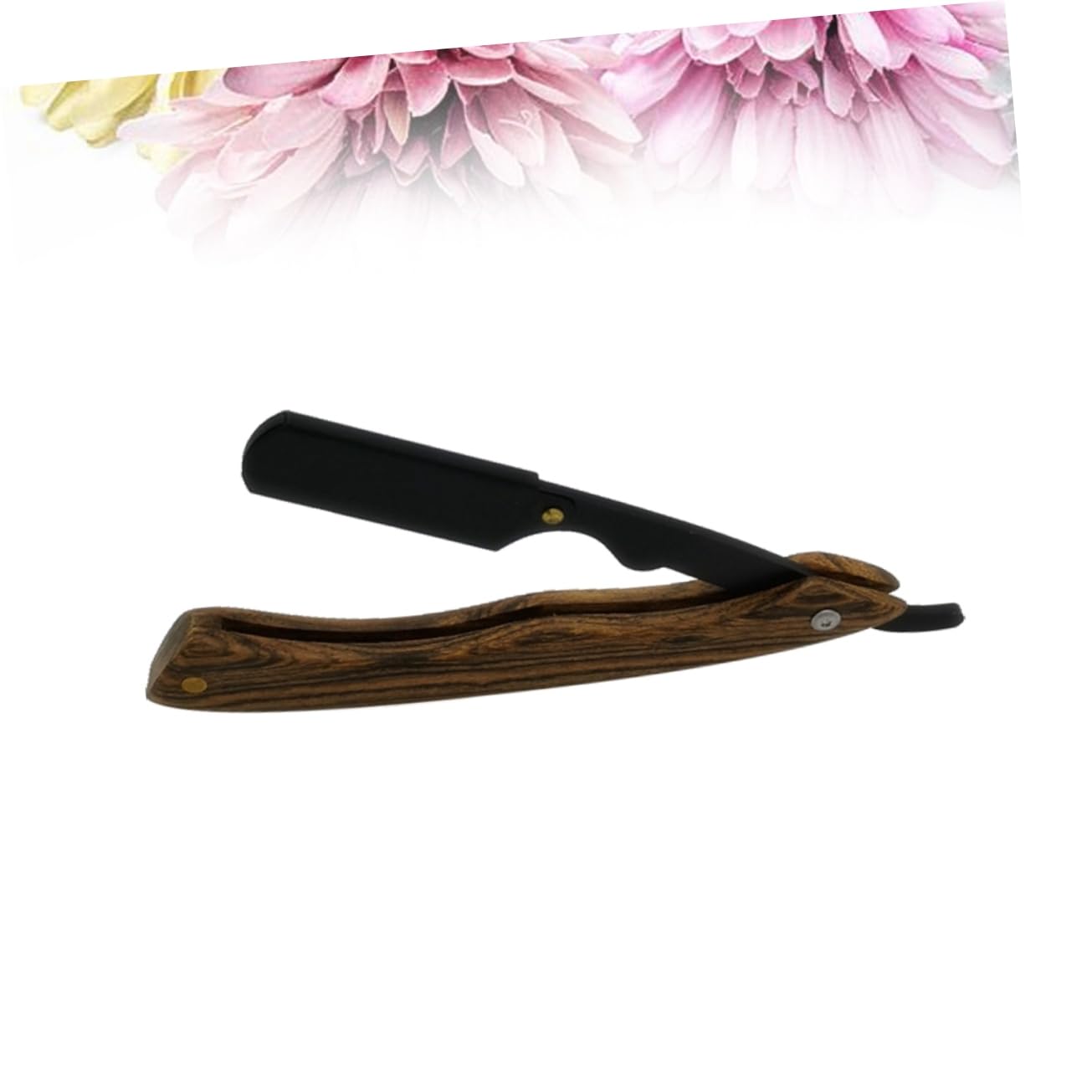 Premium Barber Razor with Wooden Handle & Black Metal Shaver - Professional Men's Safety Razor for Beard, Sideburns & Short Fine Hair - Perfect for Home Grooming & Barber Shop Use