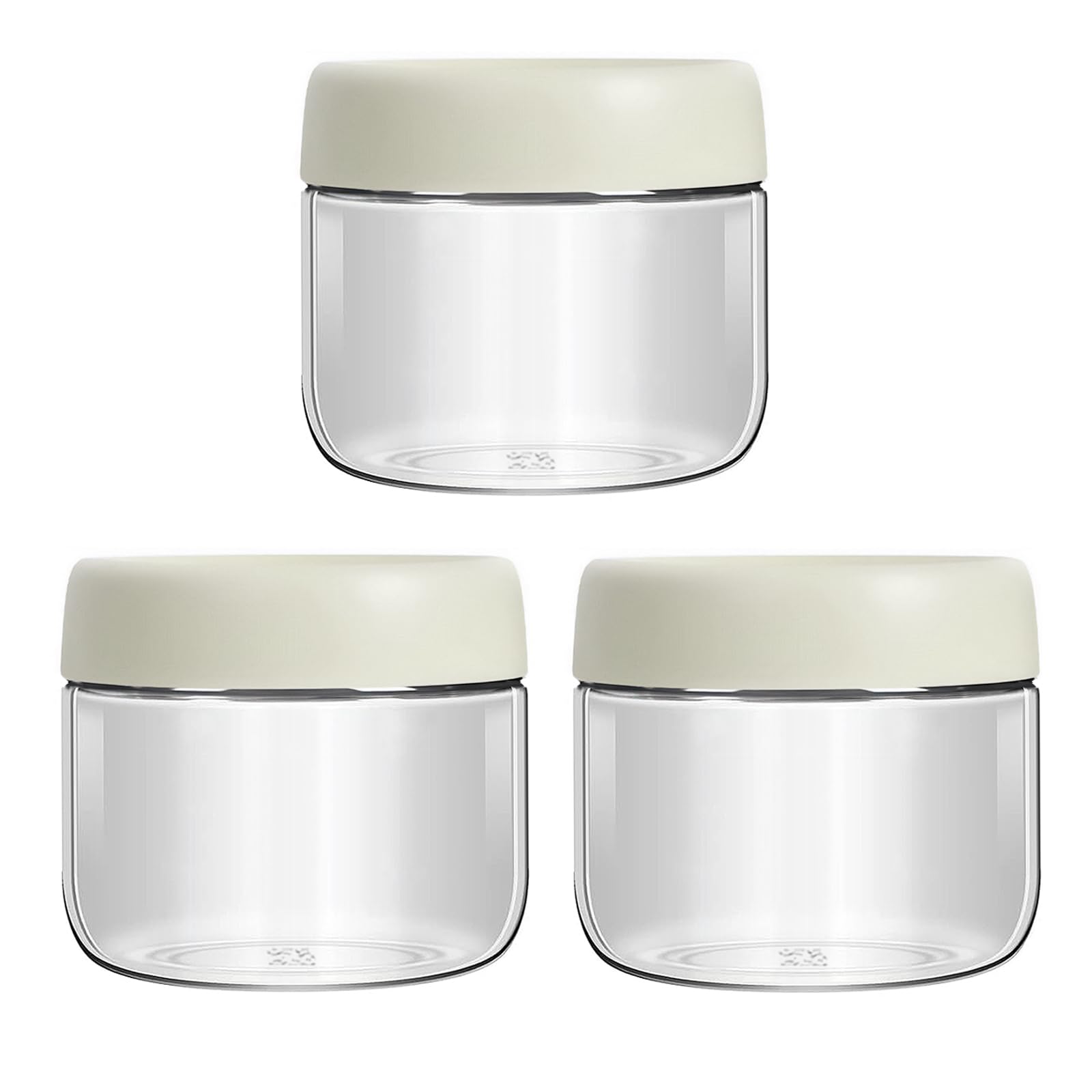 3-Pack 9.8oz Glass Jars with Airtight Lids - Wide Mouth Mason Jars for Overnight Oats, Salad, Food Storage, Snacks, Sugar & Yogurt - Perfect for Meal Prep, Pantry Organization & Kitchen Storage (Ash White)