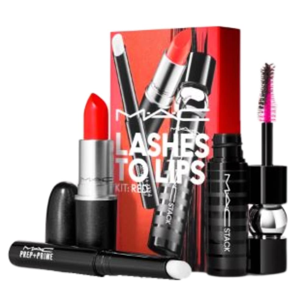 MAC Lashes to Lips Kit - Red Lipstick & Mascara Set for Bold Makeup Looks | Perfect for Date Night, Parties & Special Occasions