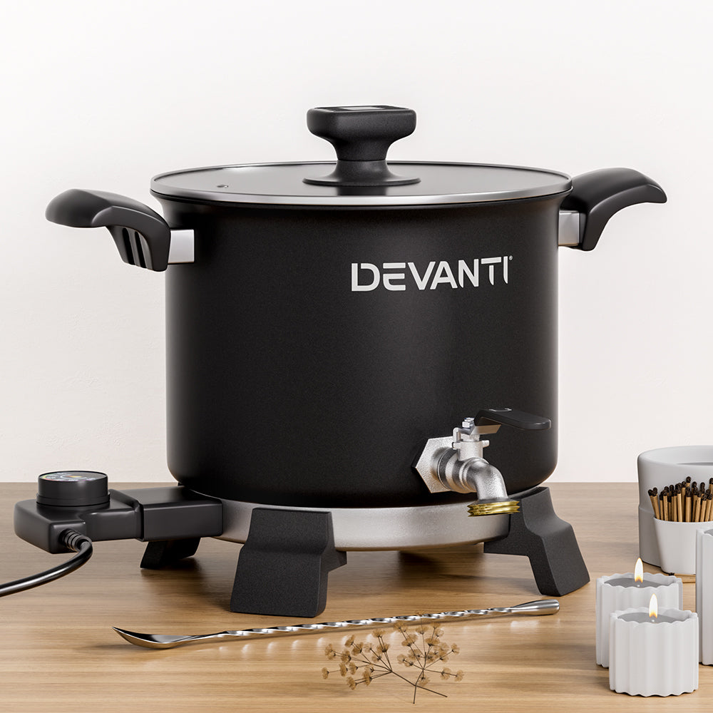 Devanti 5L 1200W Electric Wax Melter Pot for Candle Making - Fast Heating Wax Warmer with Pour Spout, Perfect for Soy Wax, Beeswax & Soap Making - Ideal for Home DIY, Craft Projects & Small Business Use