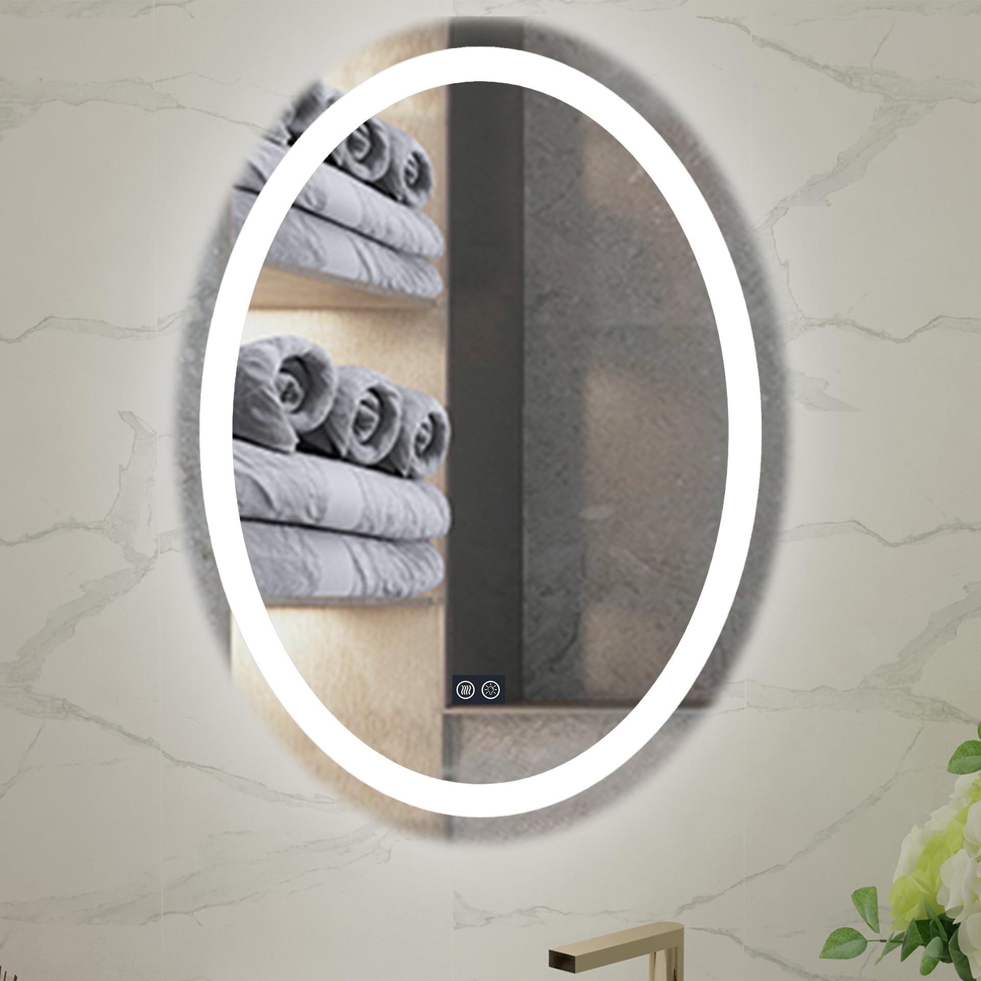 Illucid 24x32 Inch LED Bathroom Mirror with Dimmable Anti-Fog, Warm & Daylight Modes, Wall Mounted, Memory Function - Perfect for Vanity, Makeup, and Shaving