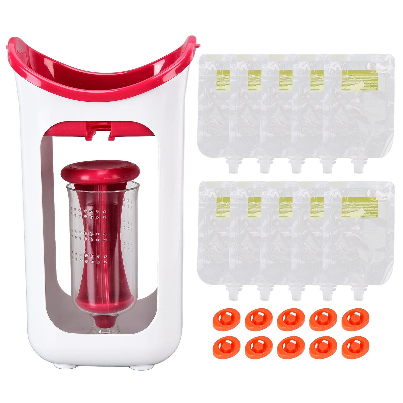 Portable Baby Food Maker & Steamer Blender - Manual Silicone Baby Food Processor for Purees, Homemade Meals - Ideal for Home, Kitchen & Restaurant Use (Red) - Perfect for Travel, Outdoor & On-the-Go Parenting