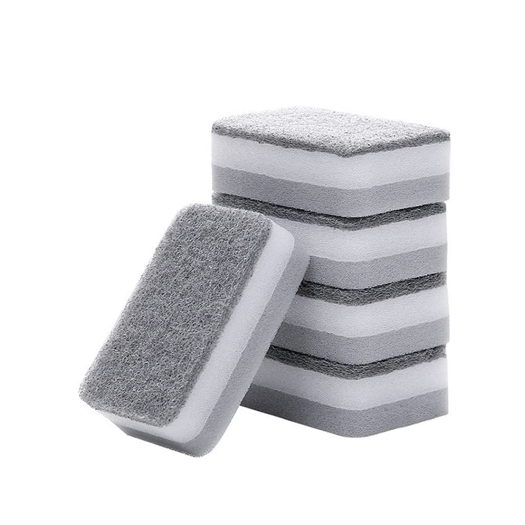 5/10pcs Double-Sided Cleaning Sponge Scouring Pad for Kitchen & Bathroom