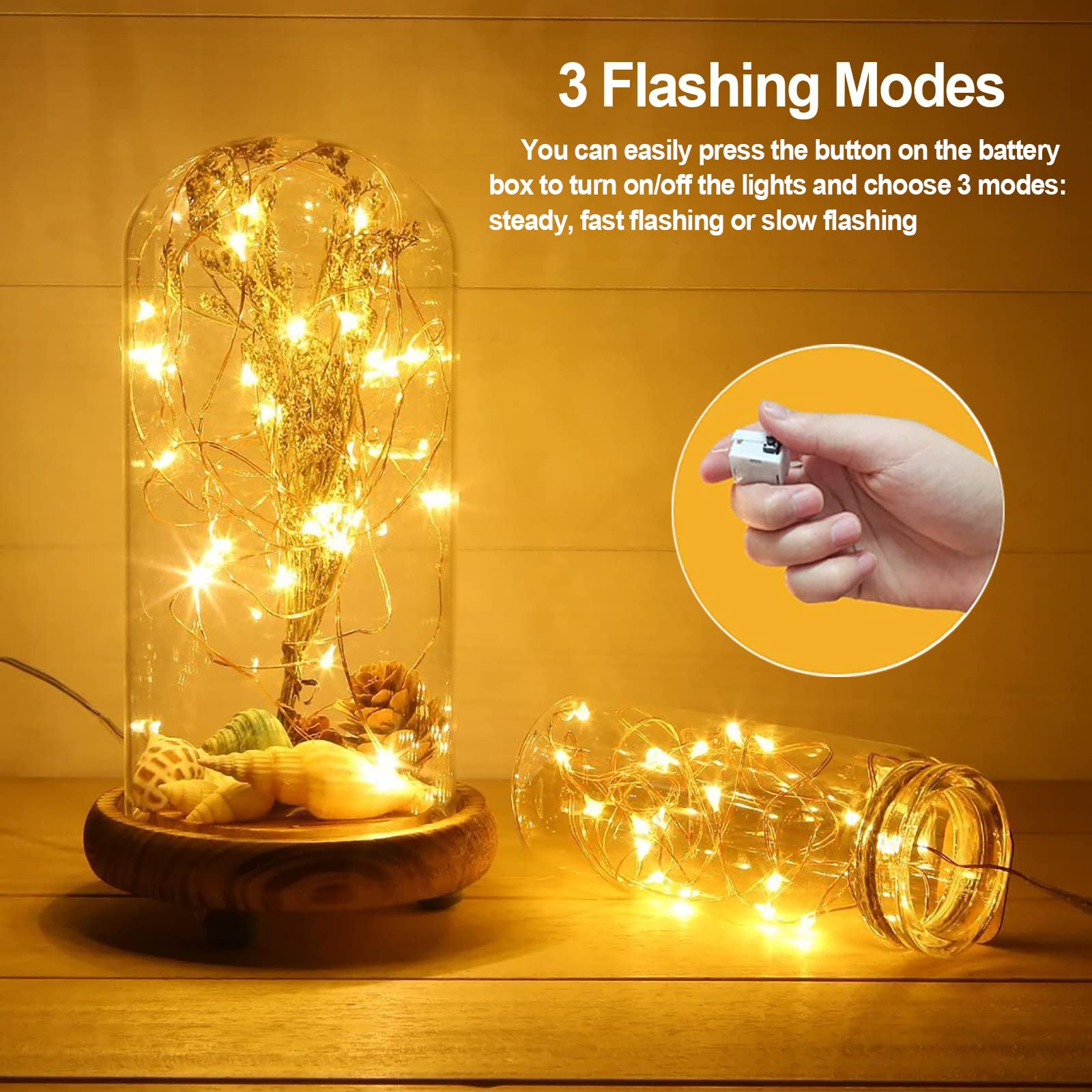 20 Pack 7.2ft Battery Operated Fairy Lights - Warm White LED String Lights with Waterproof Copper Wire for Mason Jars, Weddings, Bedroom Decor & Outdoor Parties