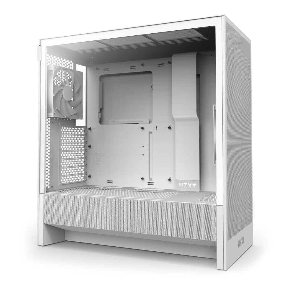 NZXT H5 Flow 2024 Compact ATX Mid-Tower PC Gaming Case - High Airflow Design with 2 x 120mm Fans - Supports 360mm Front & 240mm Top Radiators - Premium Cable Management & Tempered Glass Panel - Sleek White Finish - Perfect for Gaming Rigs, Streaming Setups & Workstation Builds