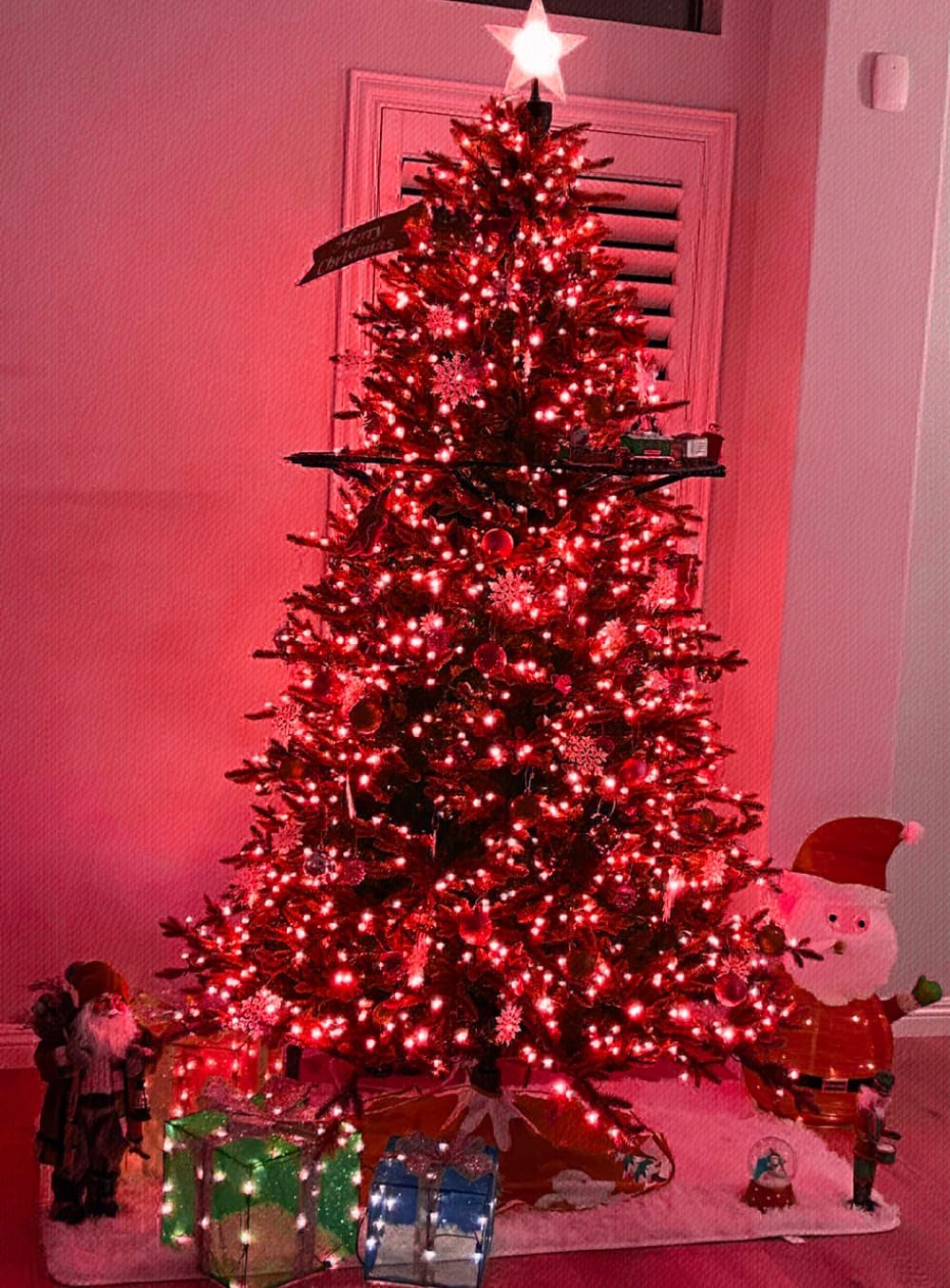 200 LED Red Christmas Lights Outdoor Waterproof - 66ft Green Wire String Lights for Tree & Home Decor