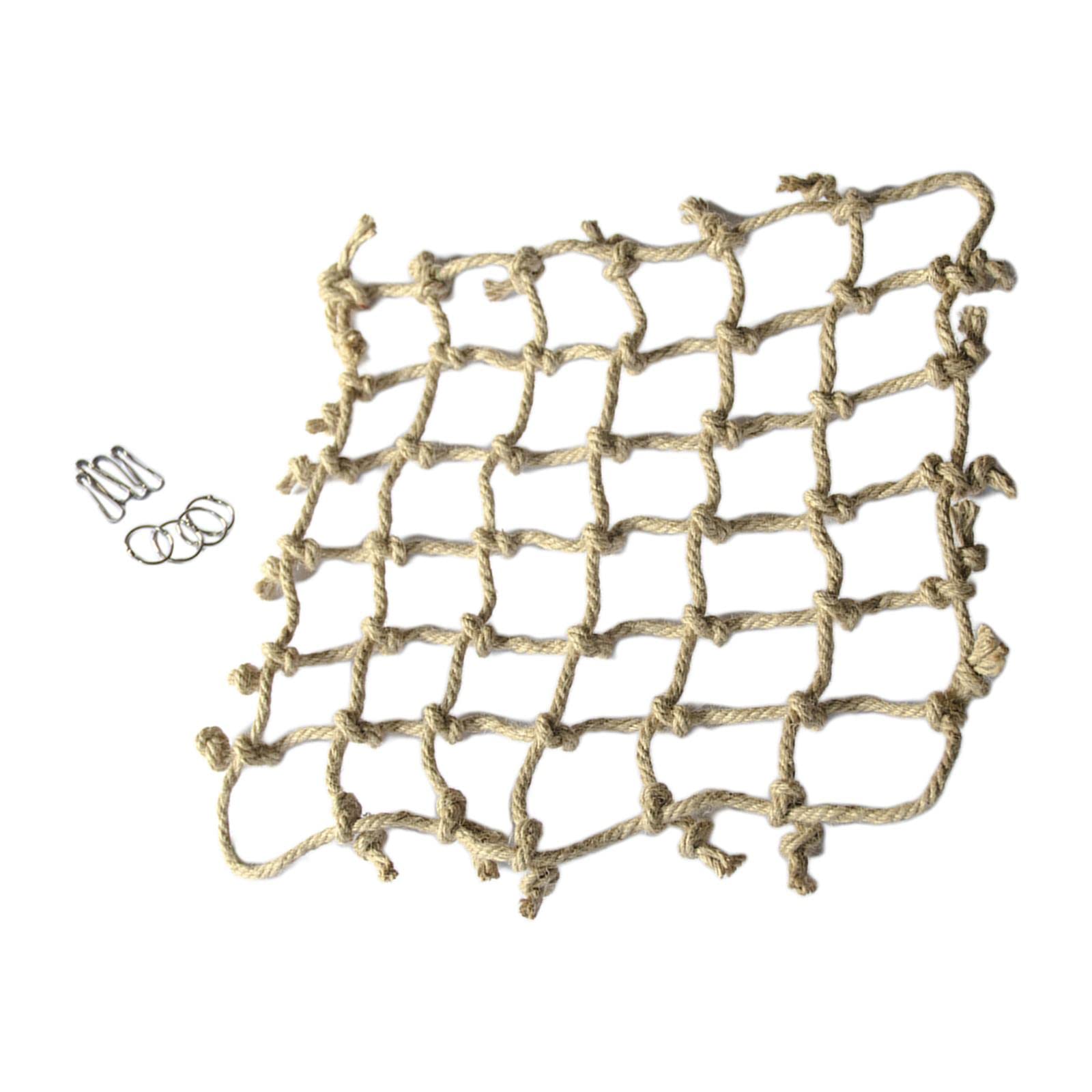 FAKEME Parrot Climbing Net & Hammock Ladder - 40x40cm Cage Perch Swing with Soft Linen Rope for Budgies, Parakeets & Medium Birds - Perfect for Play, Exercise & Cage Enrichment