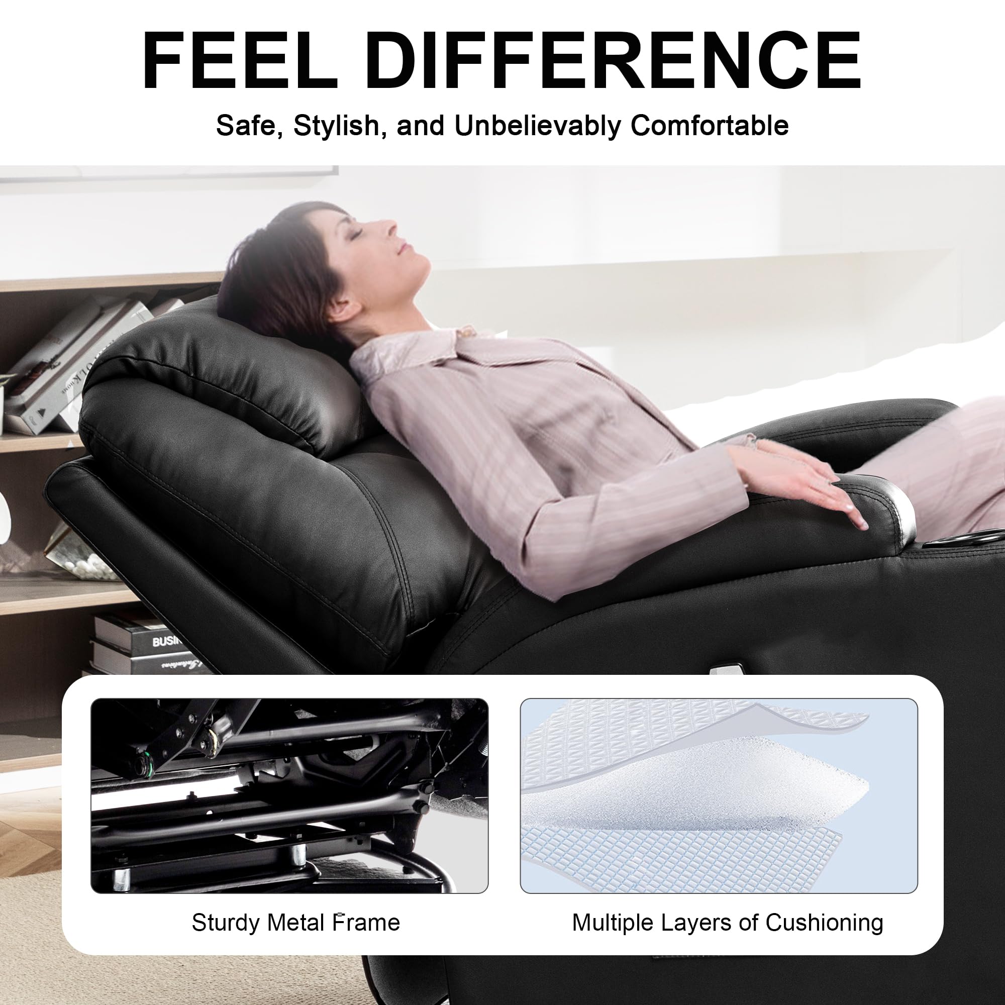 Electric Recliner Chair with Massage & Heat - 360° Swivel Rocking Recliner for Adults, Manual Adjustable with Remote Control & Cup Holder - Perfect for Living Room, Bedroom & Home Theater Relaxation