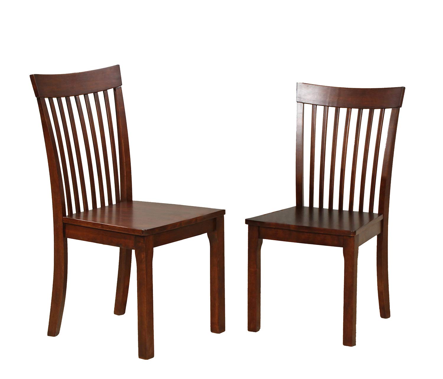 Kings Brand Solid Wood Dining Chairs Set of 2 - Cappuccino Finish Modern Side Chairs for Kitchen, Dining Room & Office - Sturdy Kurmer Wood Construction