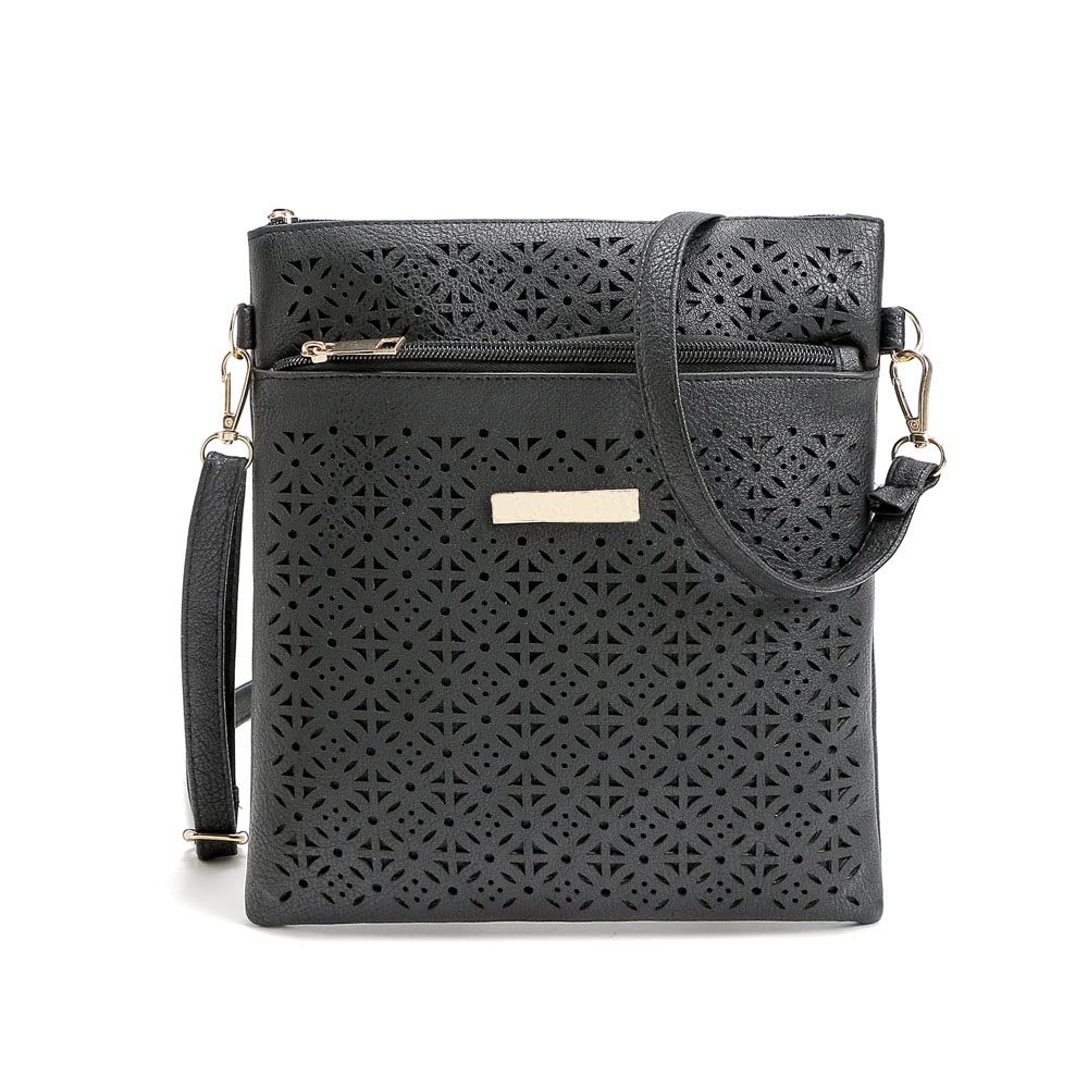 Stylish Openwork Design Women's Crossbody Bag - Shoulder Bag, Tote Purse & Messenger Hobo Handbag in Black | Perfect for Work, Travel & Everyday Use