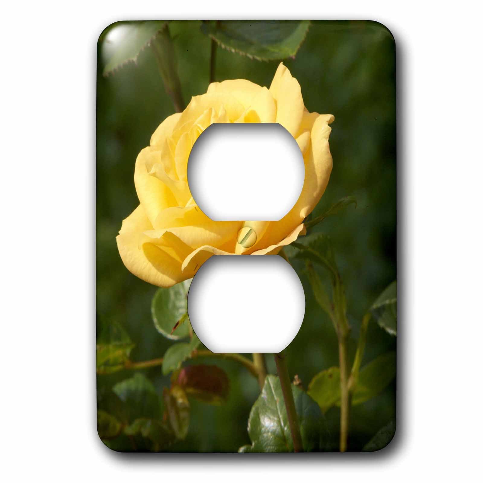 3D Rose Flower Outlet Cover - Decorative Yellow Rose Wall Plate for Home Decor, Kitchen, Bedroom, Bathroom - Safe Childproof Electrical Socket Cover