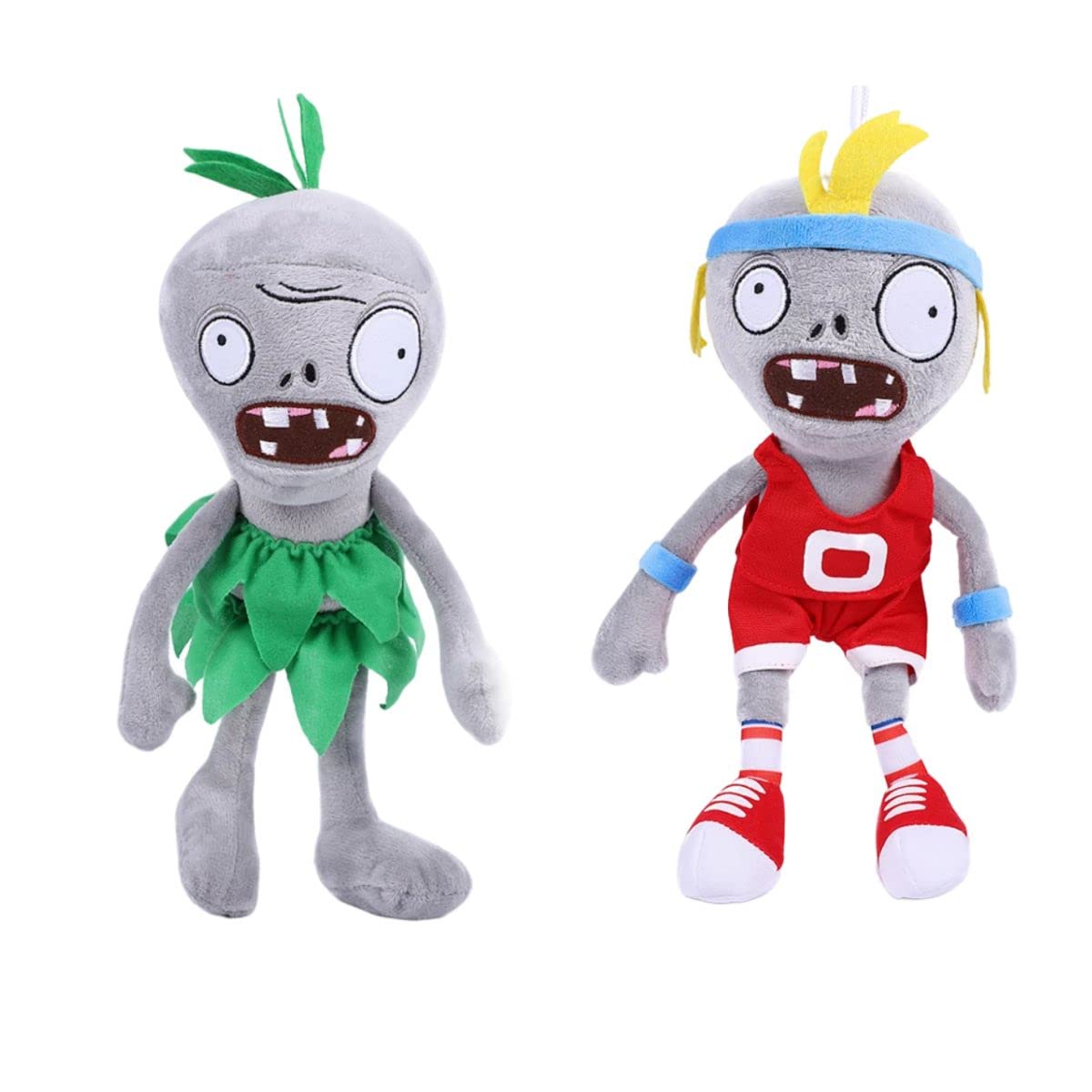 2PC Zombie Plush Toys 12 Inch - Plants vs. Zombies Sports & Hula Dolls - Perfect for Halloween Decor, Cosplay Props, and Video Game Collectibles