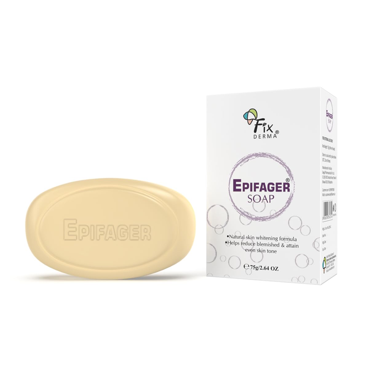 Fixderma Kojic Acid Soap with Epifager - Skin Brightening & Lightening Bar for Dark Spots & Melasma Treatment | Gentle Non-Drying, Non-Comedogenic Formula (75g) | Perfect for Daily Face & Body Cleansing to Achieve Even Skin Tone