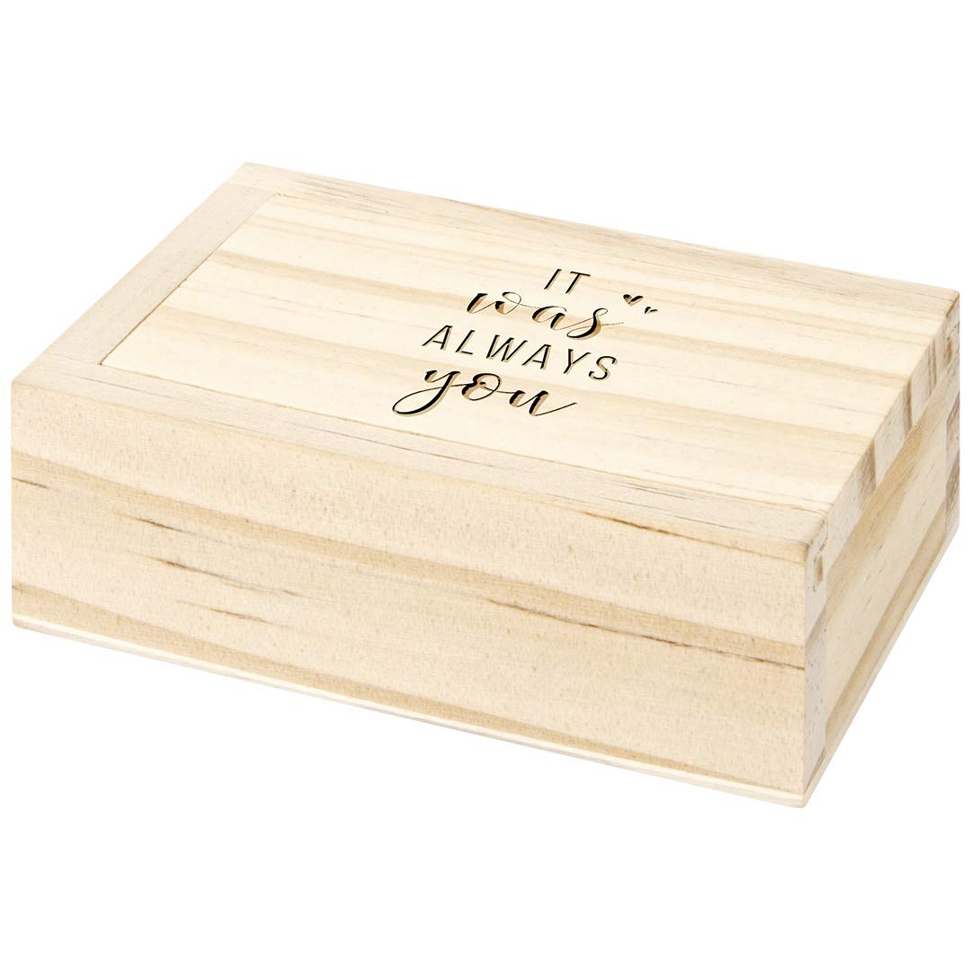 Koyal Wholesale 'It Was Always You' Engraved Wooden Ring Box with Lid - Rustic Wedding Proposal Ring Bearer Box, Keepsake Jewelry Gift for Engagement, Anniversary & Special Occasions | Perfect for Romantic Proposals, Wedding Ceremonies & Jewelry Storage