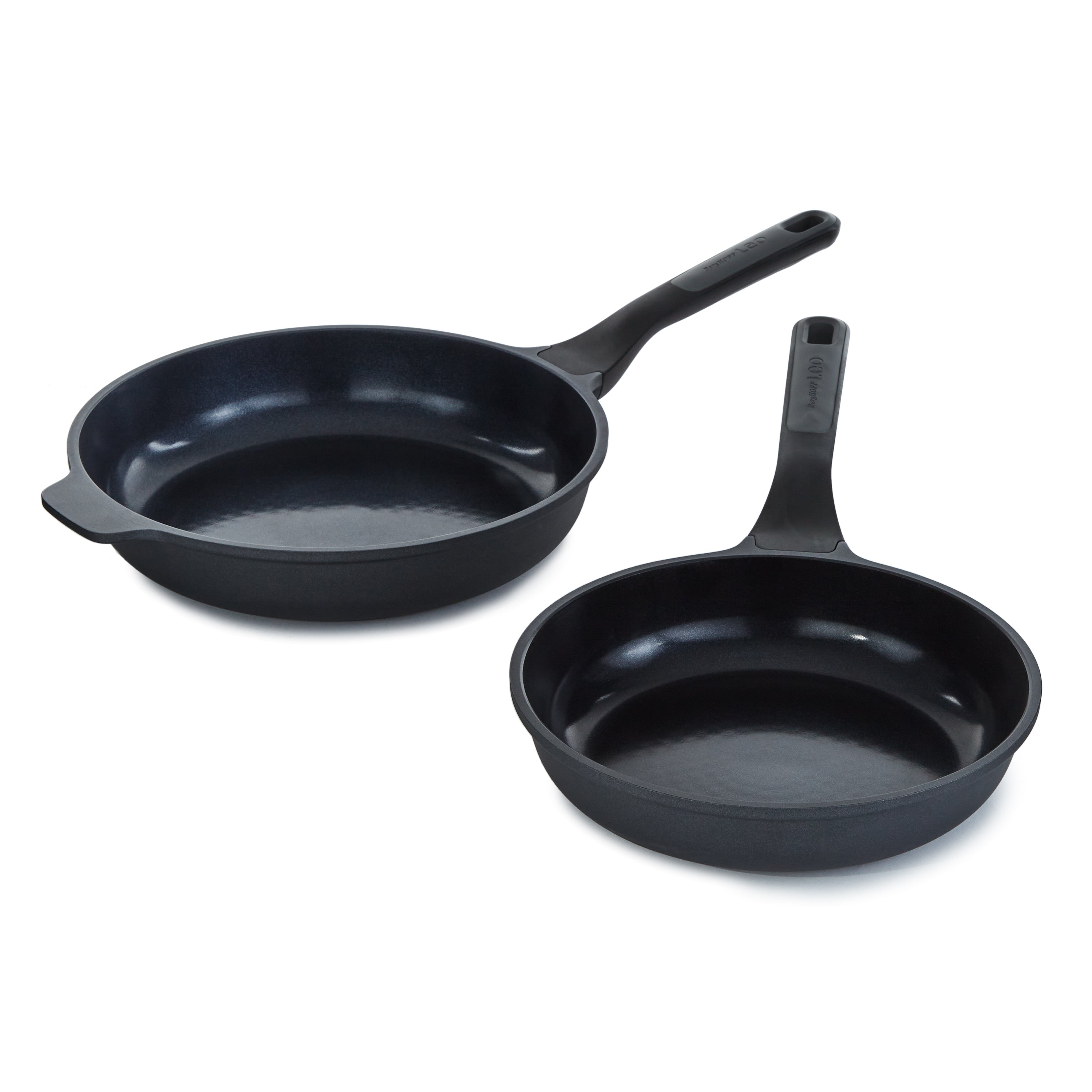 BergHOFF Leo Stone+ 2-Piece Nonstick Ceramic Frying Pan Set - Recycled Aluminum Cookware for Healthy Cooking | Perfect for Sautéing, Frying & Omelets