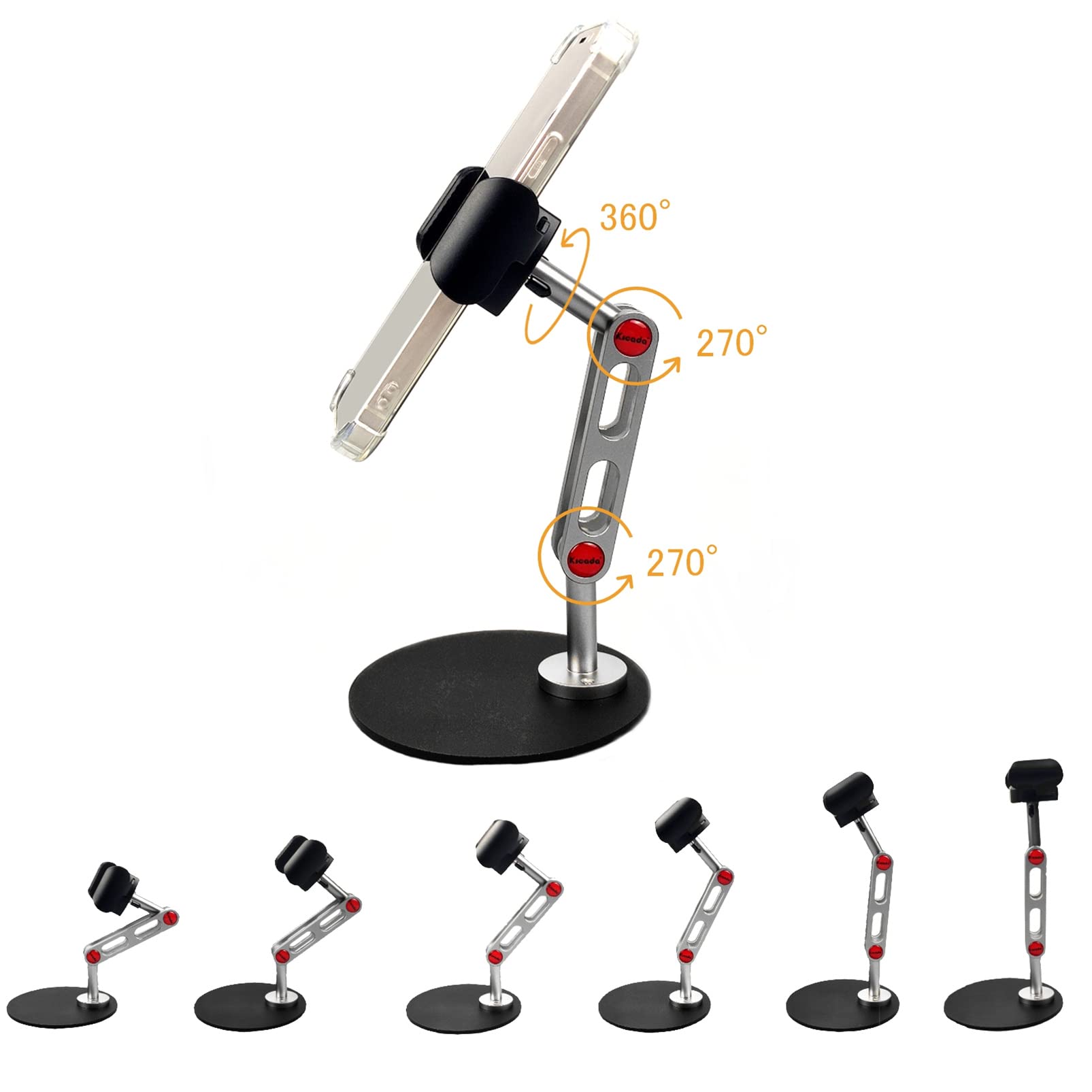 Adjustable Height & Angle Aluminum Alloy Phone Stand - Universal Desk Phone Holder for 4.5