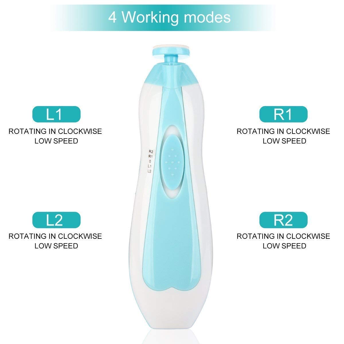 8-in-1 Baby Electric Nail Trimmer Kit - Safe Rechargeable Nail File with 6 Grinding Heads for Newborns, Infants & Toddlers - Gentle Nail Care for Bath Time, Sleeping & Travel