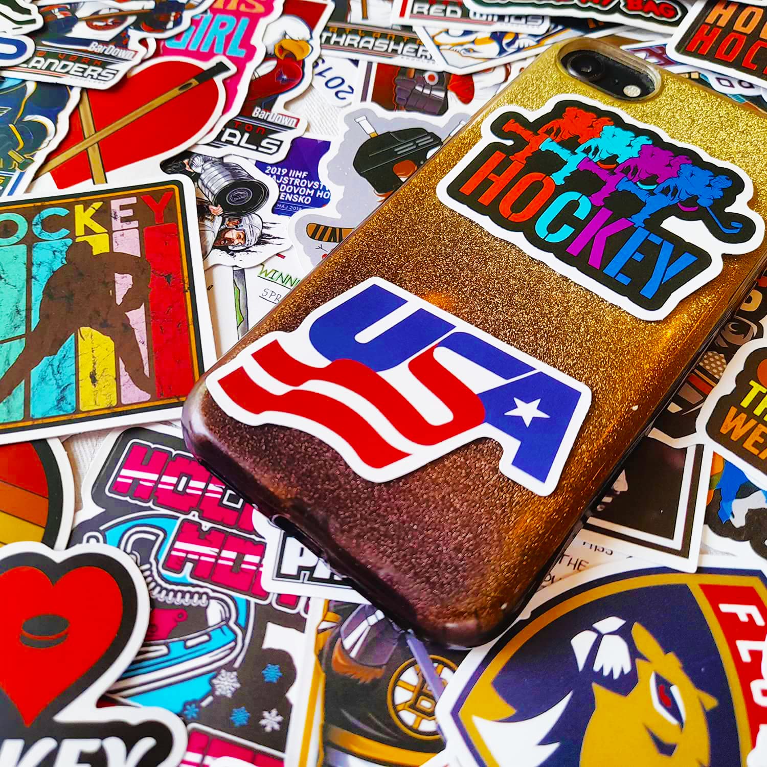 Hockey Stickers for Kids & Adults - 100pcs Waterproof Vinyl Sports Stickers Set - Reusable Decals for Helmets, Laptops, Luggage, Water Bottles & Scrapbooks - Perfect for Hockey Fans, Players & Team Spirit (GlibertVillageGoods) - Great for Game Days, School Supplies & Sports Gear Customization
