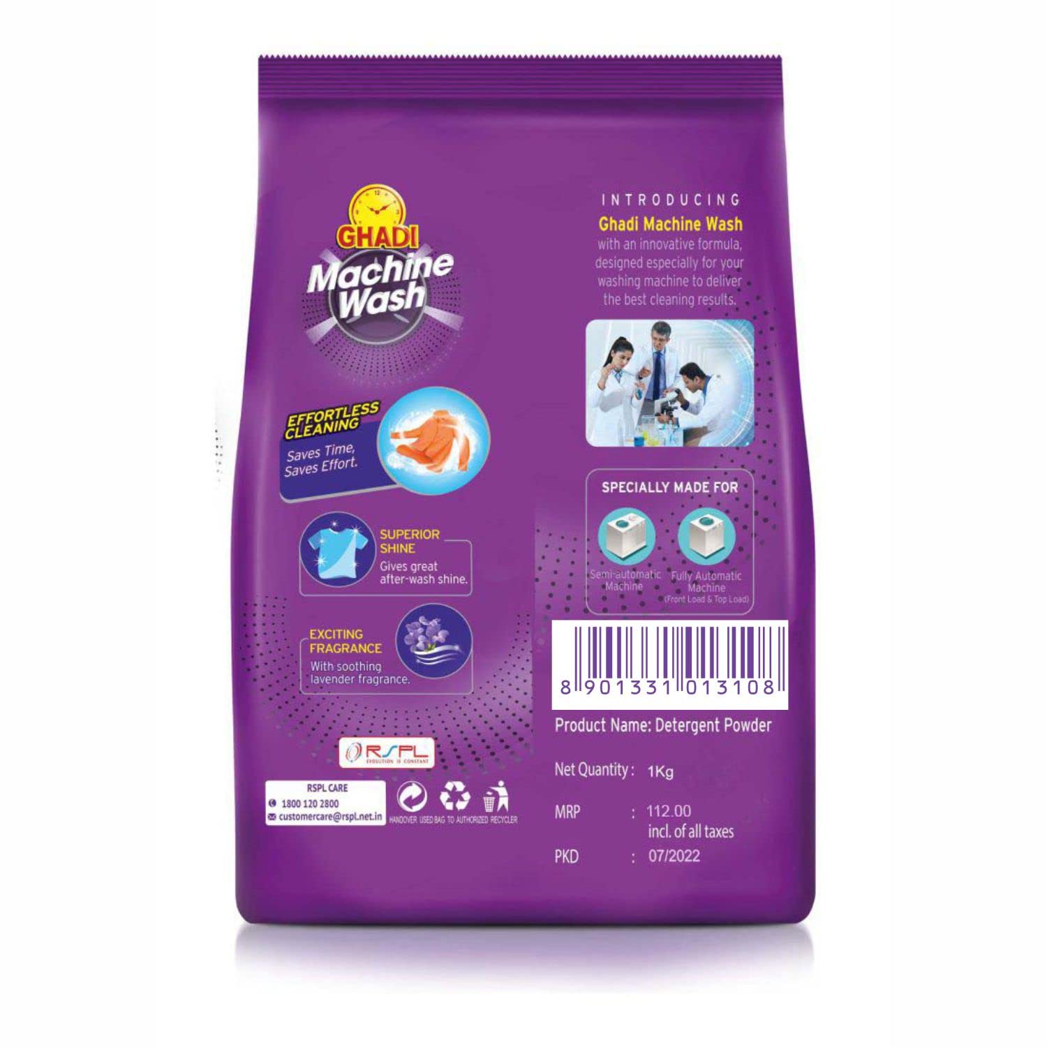 Ghadi Detergent Powder 1KG - Machine Wash Laundry Soap for Stains & Odor Removal - Ideal for Home, Laundromat & Travel Use