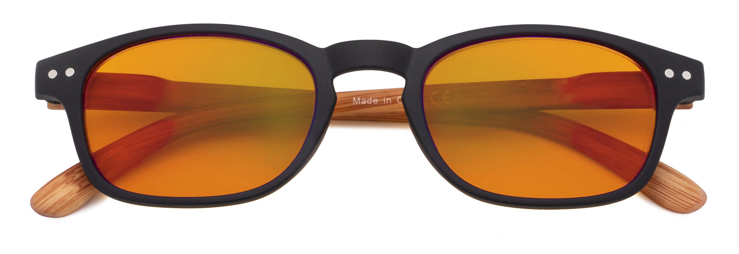 CessBlu Blue Light Blocking Glasses - Orange Tinted Computer Glasses for Eye Strain Relief - Bamboo Frame Reading Glasses for Men & Women - Perfect for Office Work, Gaming & Screen Time